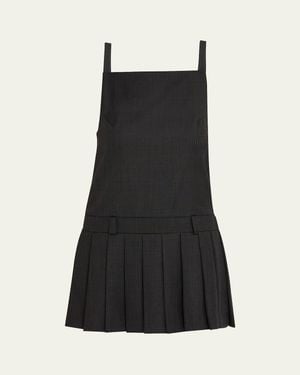 Courtney Zheng Dana Check Wool Drop-Waist Mini Dress - Black