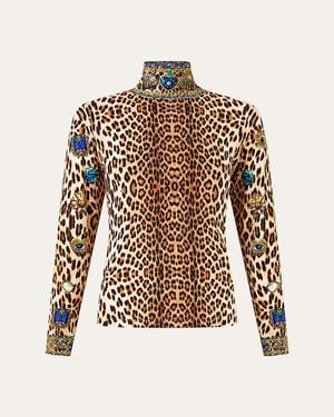 CAMILLA Jersey Turtleneck Top - Multicolor