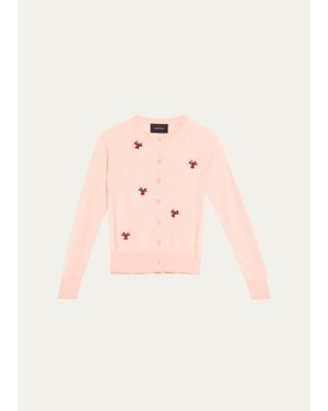 Simone Rocha Turbo Crystal Rose Crewneck Cardigan - Pink