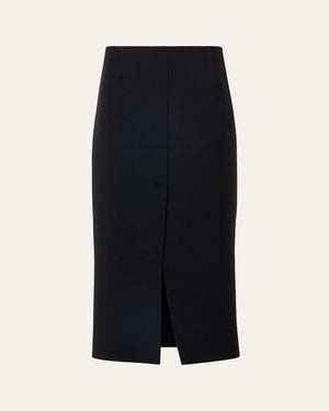 Akris Wool Double-Face Slit Midi Pencil Skirt - Black