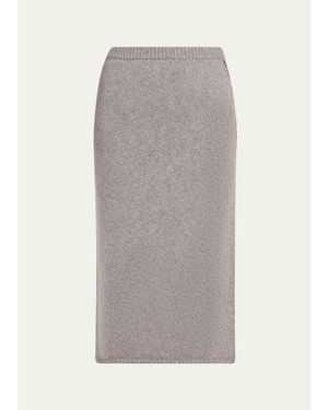 The Elder Statesman Glacier Cashmere Knit Midi Skirt - Gray