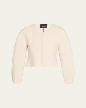 Akris Harriet Wool Crepe Crop Jacket - Natural