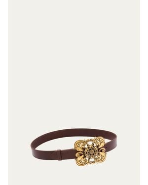 Chloé Leather Medallion Belt - White