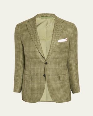 Kiton Tonal Plaid Wool-Blend Single-Breasted Sport Coat - Green
