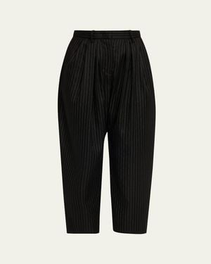 Isabel Marant Janice Pinstripe Double-Pleated Barrel-Leg Ankle Pants - Black