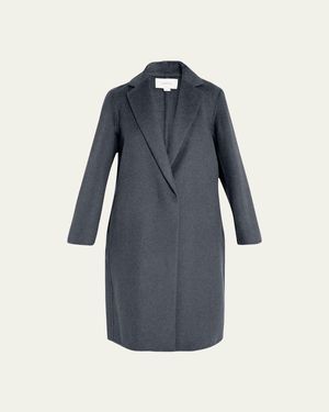 Vince Classic Straight Wool-Blend Coat - Blue