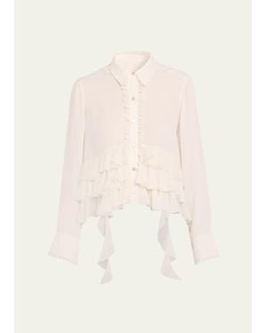 Cinq À Sept Nori Ruffled Button-Front Shirt - Natural