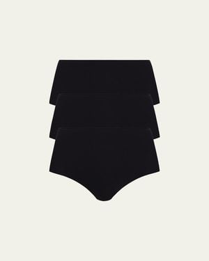 Commando Classic High-Rise Microfiber Bikini Briefs, Pack Of 3 - Black