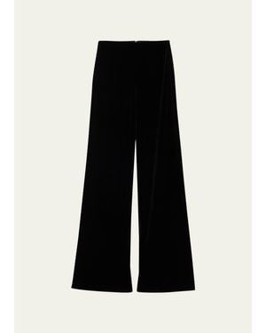 Teri Jon Mid-Rise Velvet Pants - Black