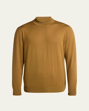 Kiton 14-Micron Wool Mock Neck Sweater - Natural