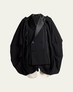 Sacai Deconstructed Bubble Cape Mini Blazer Dress - Black