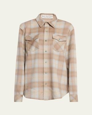 God's True Cashmere Tartan Button-Front Cashmere Shirt - Natural