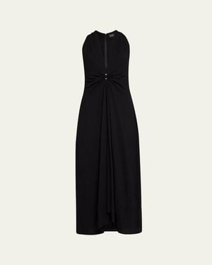 Brandon Maxwell The Banks Deep-V Maxi Dress - Black