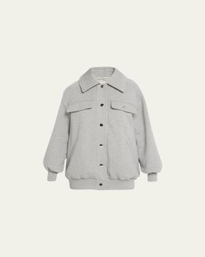 FAZ Jane Snap-Button Bomber Jacket - White