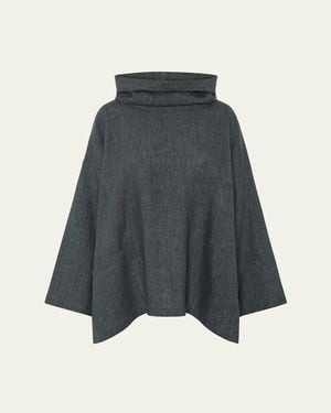 Eskandar Heavyweight Delave Linen Angle-To-Front Monks Top - Blue