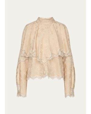 Sea Shay Long-Sleeve Lace Blouse - Natural