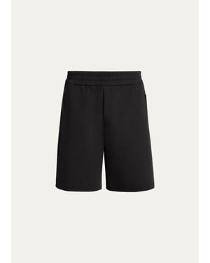 Moncler Wide-Leg Stretch Cotton Shorts - Black