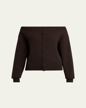 Tom Ford Cashmere Off-The-Shoulder Cardigan - Black