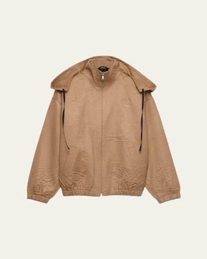 Prada Brushed Zip-Up Hoodie - Natural