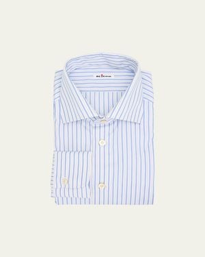 Kiton Cotton Multi-Stripe Dress Shirt - Blue
