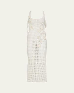 Milly Cabana Crochet Seashell Midi Dress - White