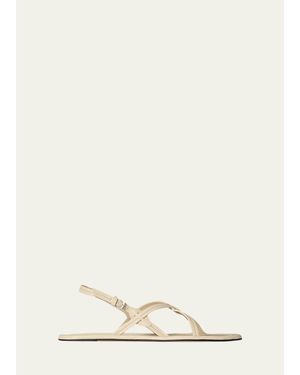 The Row Malick Strappy Leather Sandals - Natural