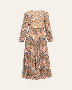 Zimmermann Sunray Long-Sleeve Midi Dress - Natural