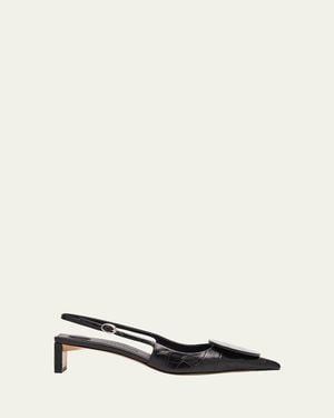 Jacquemus Les Slingbacks Croc-Embossed Leather Pumps - Natural