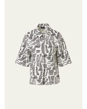 Akris Dance Movements Linen Toile Blouse - White