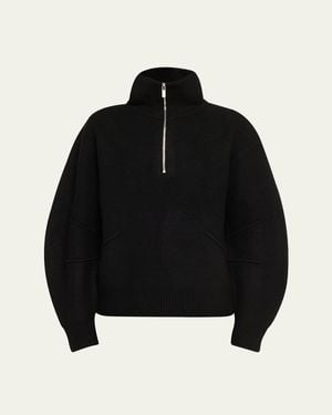 Helmut Lang Boiled Wool Half-Zip Sweater - Black