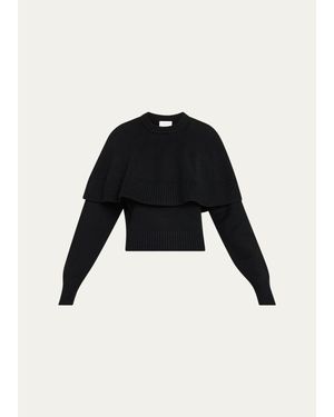 Ronny Kobo Evian Layered Cape Sweater - Black