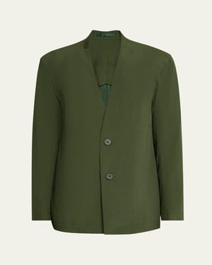 IM MEN Single-Breasted Air Jacket - Green