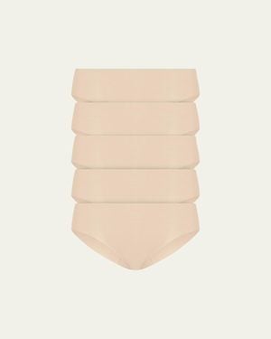 Commando Classic Low-Rise Microfiber Bikini Briefs, Pack Of 5 - Natural