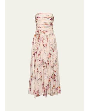 Cinq À Sept Strapless Iris Bouquet Dress - Pink
