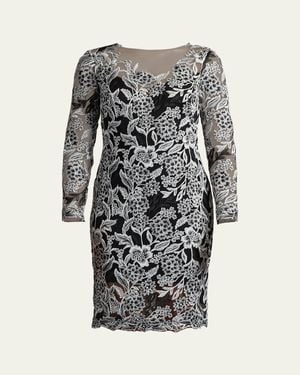 Tadashi Shoji Floral-Embroidered Illusion Midi Dress - Multicolor