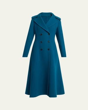 Alaïa Double-Breasted Wool Long Princess Coat - Blue