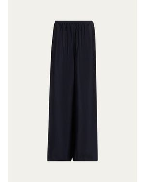 Eskandar Silk Crepe Flared Pants - Blue