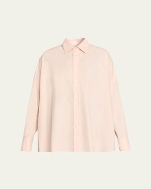 Plan C Oversized Cotton Button-Down Shirt - Natural