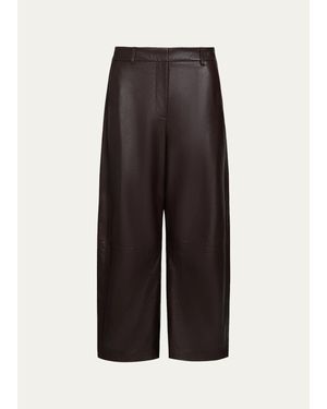 Twp Slouchy Wide-Leg Leather Pants - Brown