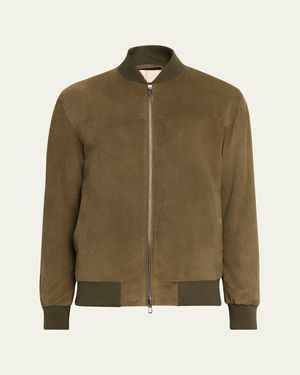 Loro Piana Suede Full-Zip Bomber Jacket - Green