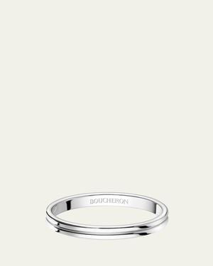 Boucheron Godron Small Platinum Wedding Band - Natural