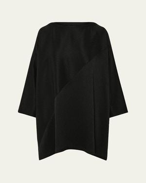 Eskandar Handkerchief Silk Plisse Tunic - Black