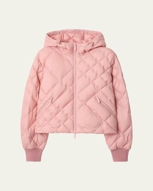 Burberry Delley Check Quilted Hooded Jacket - Pink