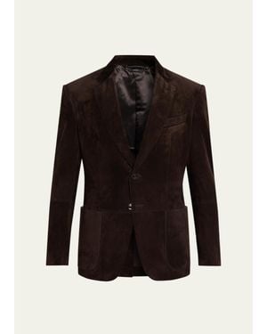 Tom Ford Suede Single-Breasted Blazer - Black