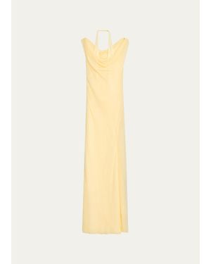 SIR. Strobe Silk Off-Shoulder Gown - White