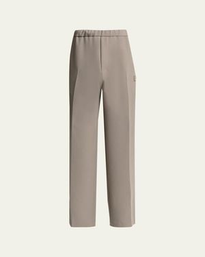 Amiri Logo Patch Wide-Leg Stretch Pants - Gray