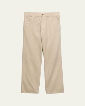 Prada Wide Leg Denim Five-Pocket Pants - Natural