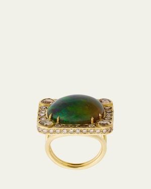 Ileana Makri Celestial Sun Ring With Champagne Diamonds And Opal - Yellow