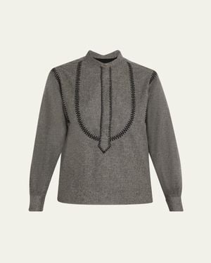 SEBLINE Marocaine Painters Stripe Shirt - Gray