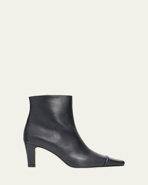 Manolo Blahnik Vivecal Leather Ankle Boots - Blue